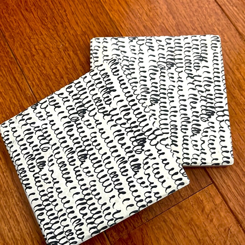 Two Black & White Tile Coasters